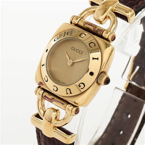 gucci leather wrist watch gold|Gucci leather watch band replacement.